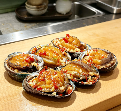 Braised Abalone in Shell with Garlic & Chili