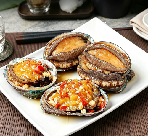 Braised Abalone in Shell with Garlic & Chili