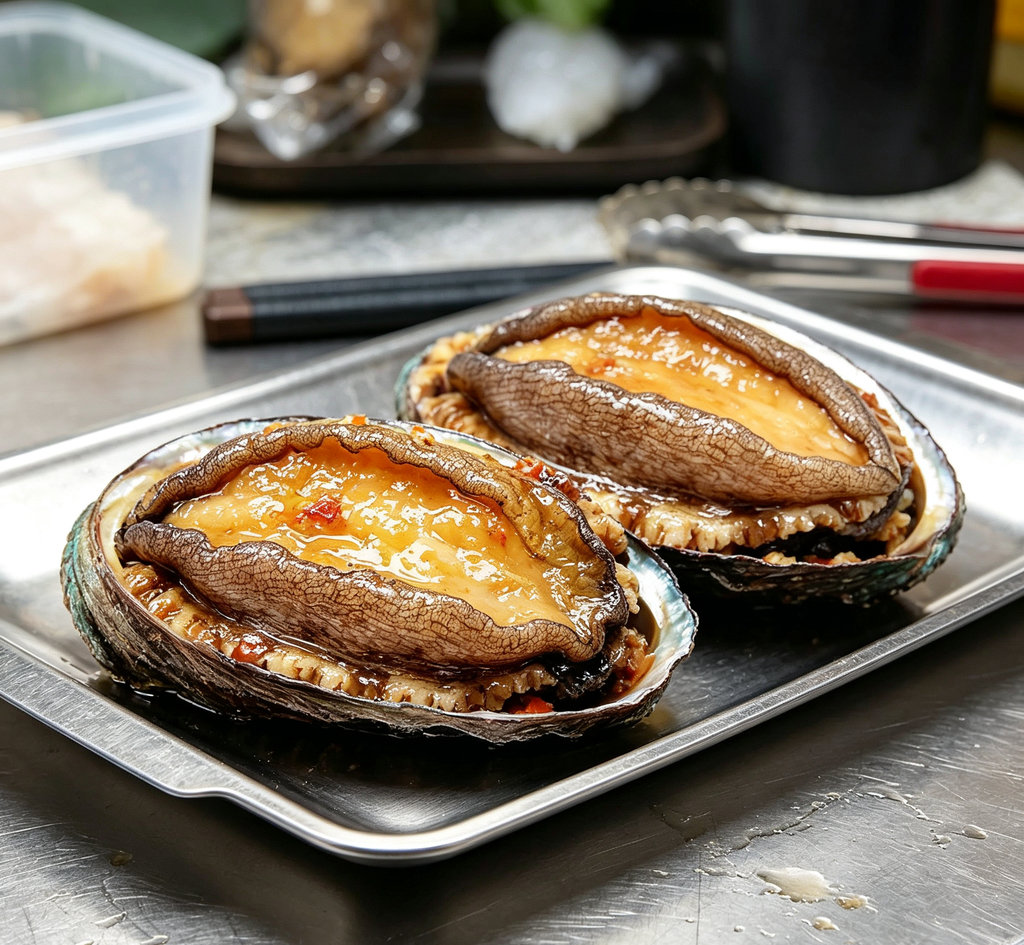 Braised Abalone in Shell with Garlic & Chili